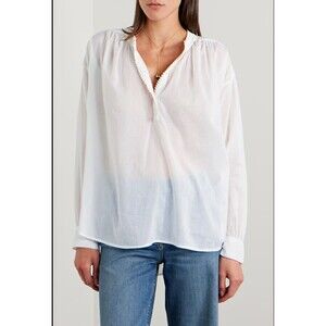 Nili Lotan Marcel White Shirt Top Oversized Lace Long Sleeve Cotton L NEW 281855
